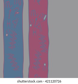 Seamless vertical  pattern  of zodiac signs, doodles, object, pisces, aquarius, capricorn, virgo, sagittarius, scorpio,  libra, lion,stripes, spots, copy space. Hand drawn.