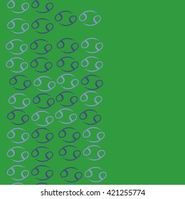Seamless vertical  pattern  of zodiac signs, doodles, object,cancer, copy space. Hand drawn.