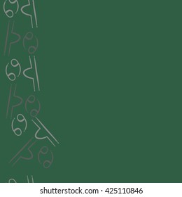 Seamless vertical pattern  of zodiac signs, doodles, object,cancer,libra, copy space. Hand drawn.