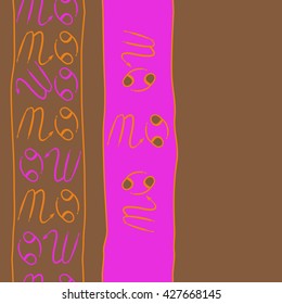 Seamless  vertical pattern  of zodiac signs, doodles, object,cancer,scorpio, stripes, spot,  copy space. Hand drawn.