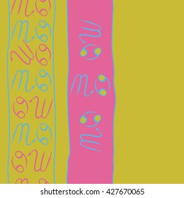 Seamless  vertical pattern  of zodiac signs, doodles, object,cancer,scorpio, stripes, spot,  copy space. Hand drawn.