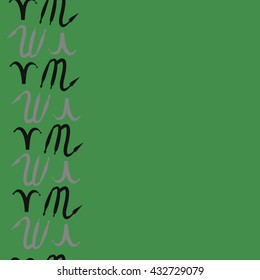 Seamless vertical  pattern of zodiac signs, doodles,  object,aries,scorpio, copy space. Hand drawn.