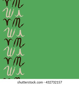 Seamless vertical  pattern of zodiac signs, doodles,  object,aries,scorpio, copy space. Hand drawn.