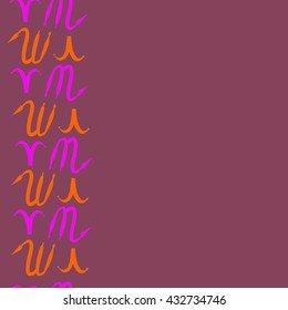Seamless vertical  pattern of zodiac signs, doodles,  object,aries,scorpio, copy space. Hand drawn.