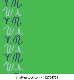 Seamless vertical  pattern of zodiac signs, doodles,  object,aries,scorpio, copy space. Hand drawn.