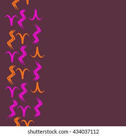 Seamless  vertical  pattern of zodiac signs, doodles,  object,aries,aquarius, copy space. Hand drawn.