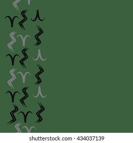 Seamless  vertical  pattern of zodiac signs, doodles,  object,aries,aquarius, copy space. Hand drawn.