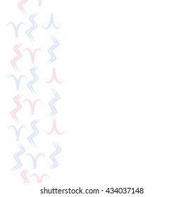 Seamless  vertical  pattern of zodiac signs, doodles,  object,aries,aquarius, copy space. Hand drawn.