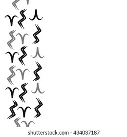 Seamless  vertical  pattern of zodiac signs, doodles,  object,aries,aquarius, copy space. Hand drawn.