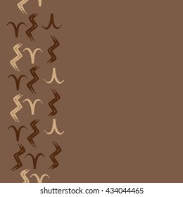 Seamless  vertical  pattern of zodiac signs, doodles,  object,aries,aquarius, copy space. Hand drawn.