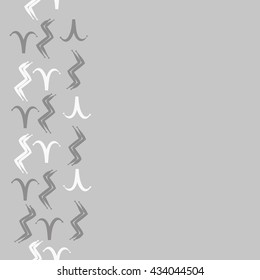 Seamless  vertical  pattern of zodiac signs, doodles,  object,aries,aquarius, copy space. Hand drawn.