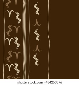 Seamless  vertical  pattern of zodiac signs, doodles,  object,aries,aquarius, stripes, copy space. Hand drawn.