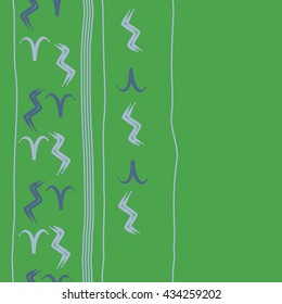Seamless  vertical  pattern of zodiac signs, doodles,  object,aries,aquarius, stripes, copy space. Hand drawn.