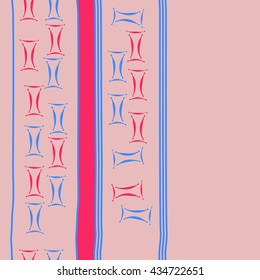 Seamless  vertical  pattern of zodiac signs, doodles,  object,gemini, spot,stripes, copy space. Hand drawn.