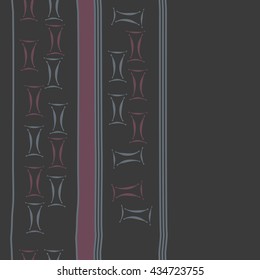Seamless  vertical  pattern of zodiac signs, doodles,  object,gemini, spot,stripes, copy space. Hand drawn.