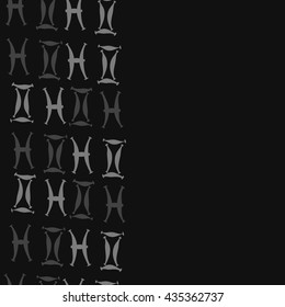 Seamless   vertical   pattern of zodiac signs, doodles,  object,gemini,pisces, copy space. Hand drawn.