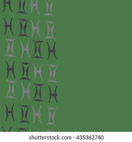 Seamless   vertical   pattern of zodiac signs, doodles,  object,gemini,pisces, copy space. Hand drawn.