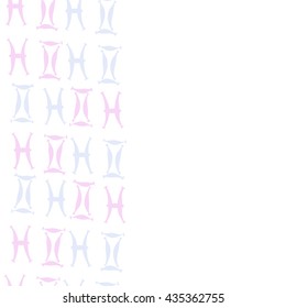 Seamless   vertical   pattern of zodiac signs, doodles,  object,gemini,pisces, copy space. Hand drawn.