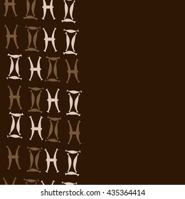 Seamless   vertical   pattern of zodiac signs, doodles,  object,gemini,pisces, copy space. Hand drawn.
