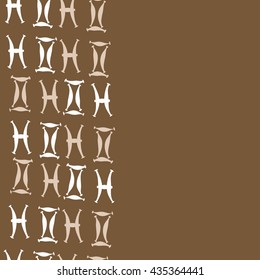 Seamless   vertical   pattern of zodiac signs, doodles,  object,gemini,pisces, copy space. Hand drawn.
