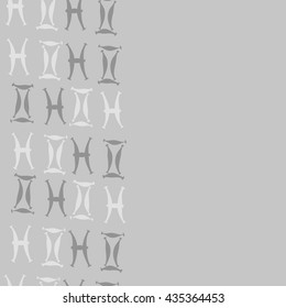 Seamless   vertical   pattern of zodiac signs, doodles,  object,gemini,pisces, copy space. Hand drawn.