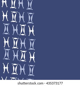 Seamless   vertical   pattern of zodiac signs, doodles,  object,gemini,pisces, copy space. Hand drawn.