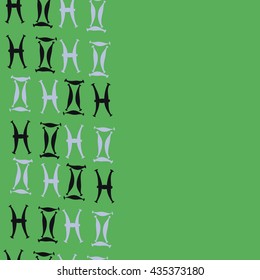 Seamless   vertical   pattern of zodiac signs, doodles,  object,gemini,pisces, copy space. Hand drawn.