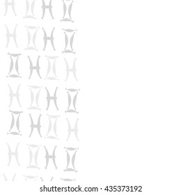 Seamless   vertical   pattern of zodiac signs, doodles,  object,gemini,pisces, copy space. Hand drawn.