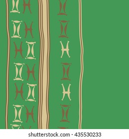 Seamless  vertical pattern of zodiac signs, doodles,  object,gemini,pisces, stripes, copy space. Hand drawn.