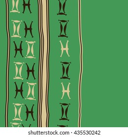 Seamless  vertical pattern of zodiac signs, doodles,  object,gemini,pisces, stripes, copy space. Hand drawn.