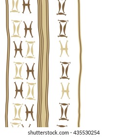 Seamless  vertical pattern of zodiac signs, doodles,  object,gemini,pisces, stripes, copy space. Hand drawn.