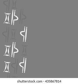 Seamless  vertical pattern of zodiac signs, doodles,  object,gemini,libra, copy space. Hand drawn.