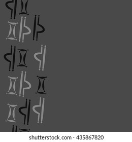Seamless  vertical pattern of zodiac signs, doodles,  object,gemini,libra, copy space. Hand drawn.