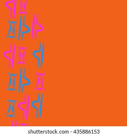 Seamless  vertical pattern of zodiac signs, doodles,  object,gemini,libra, copy space. Hand drawn.