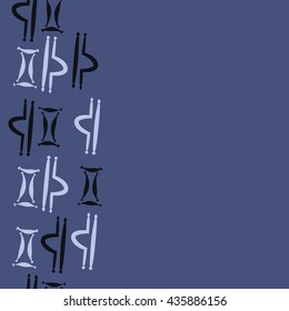Seamless  vertical pattern of zodiac signs, doodles,  object,gemini,libra, copy space. Hand drawn.