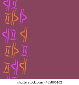 Seamless  vertical pattern of zodiac signs, doodles,  object,gemini,libra, copy space. Hand drawn.