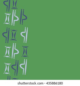 Seamless  vertical pattern of zodiac signs, doodles,  object,gemini,libra, copy space. Hand drawn.