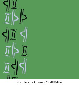 Seamless  vertical pattern of zodiac signs, doodles,  object,gemini,libra, copy space. Hand drawn.