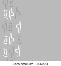 Seamless  vertical pattern of zodiac signs, doodles,  object,gemini,libra, copy space. Hand drawn.