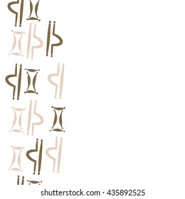 Seamless  vertical pattern of zodiac signs, doodles,  object,gemini,libra, copy space. Hand drawn.