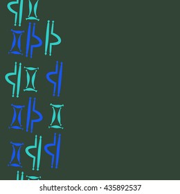 Seamless  vertical pattern of zodiac signs, doodles,  object,gemini,libra, copy space. Hand drawn.