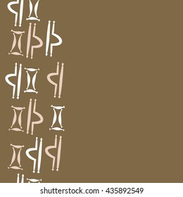 Seamless  vertical pattern of zodiac signs, doodles,  object,gemini,libra, copy space. Hand drawn.