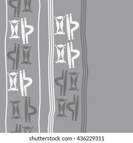 Seamless vertical  pattern of zodiac signs, doodles,  object,gemini,libra, stripes, copy space. Hand drawn.