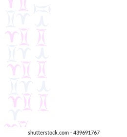 Seamless vertical pattern of zodiac signs, doodles,  object, gemini,aries,  copy space. Hand drawn.