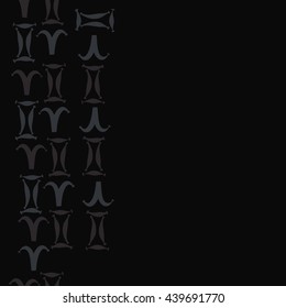 Seamless vertical pattern of zodiac signs, doodles,  object, gemini,aries,  copy space. Hand drawn.