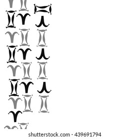 Seamless vertical pattern of zodiac signs, doodles,  object, gemini,aries,  copy space. Hand drawn.
