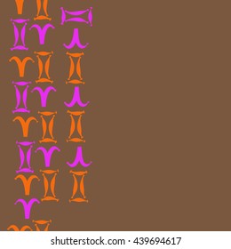 Seamless vertical pattern of zodiac signs, doodles,  object, gemini,aries,  copy space. Hand drawn.