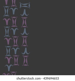 Seamless vertical pattern of zodiac signs, doodles,  object, gemini,aries,  copy space. Hand drawn.