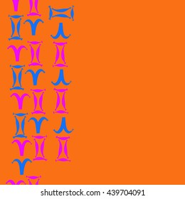 Seamless vertical pattern of zodiac signs, doodles,  object, gemini,aries,  copy space. Hand drawn.