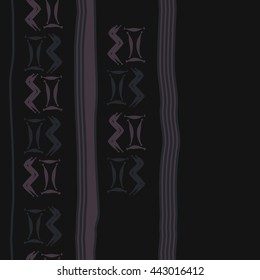 Seamless vertical  pattern of zodiac signs, doodles,  object, gemini,aquarius, stripes, spot, copy space. Hand drawn.